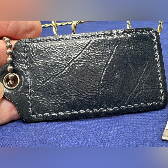 COACH Black Patent Leather Key Fob Bag Charm Keychain Hang Tag 3.5” X-Large - Picture 4 of 4